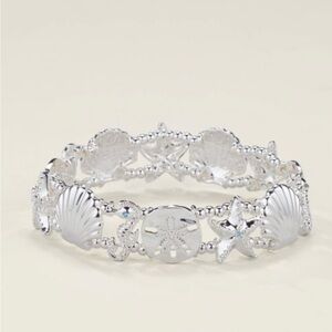 Silver Starfish and Shell Bracelet